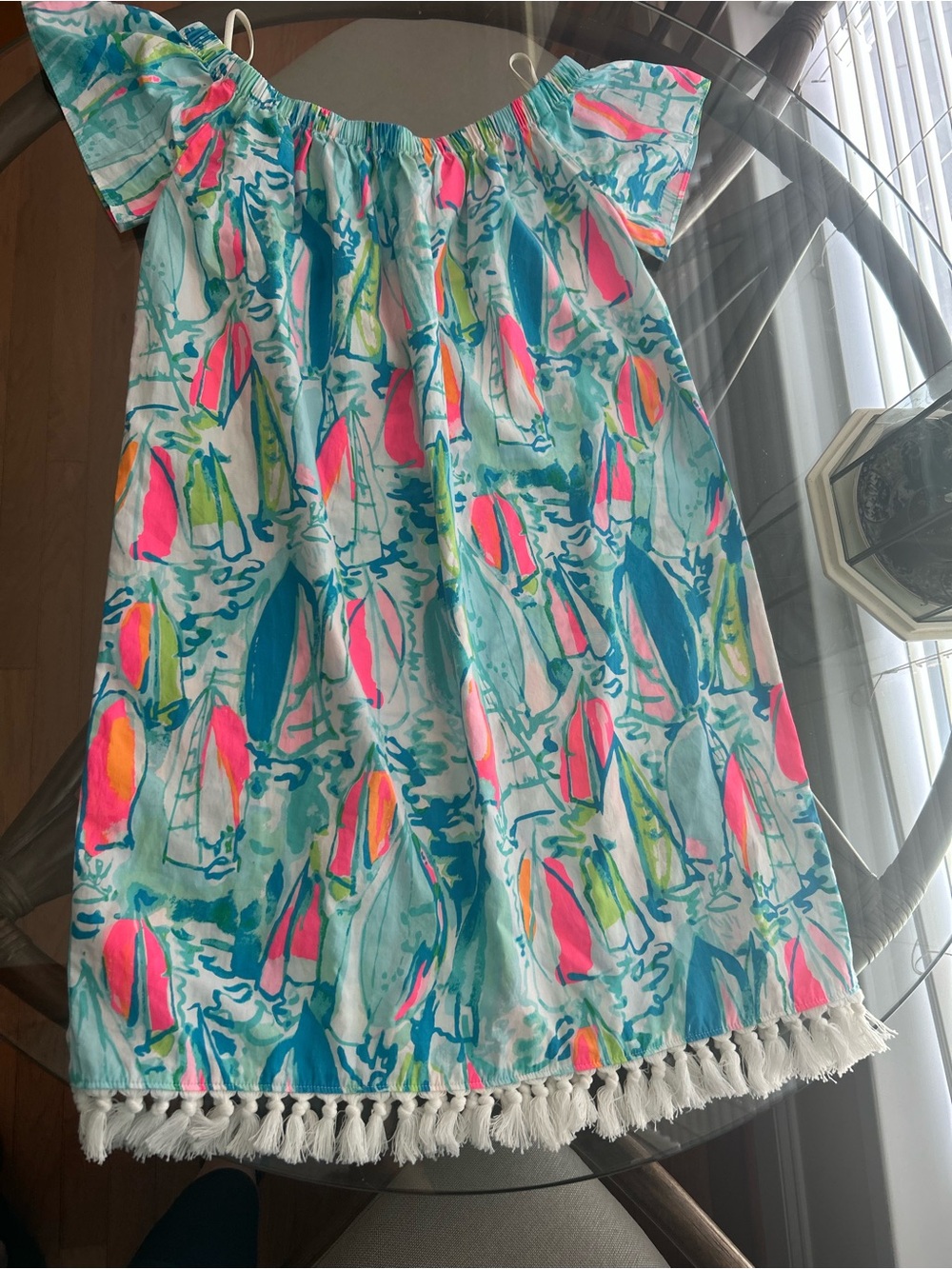 Lilly Pulitzer Sailboat Print Dress in Turquoise, Neon Pink & Lime